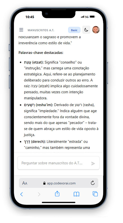 Visual de um chat de IA no celular
